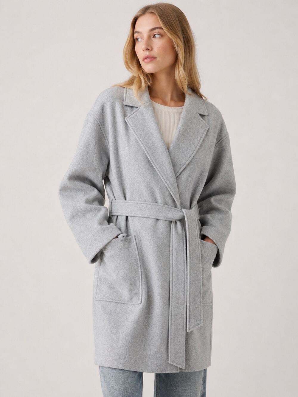 GAP Relaxed Wrap Coat in Light Heather Gray – XL